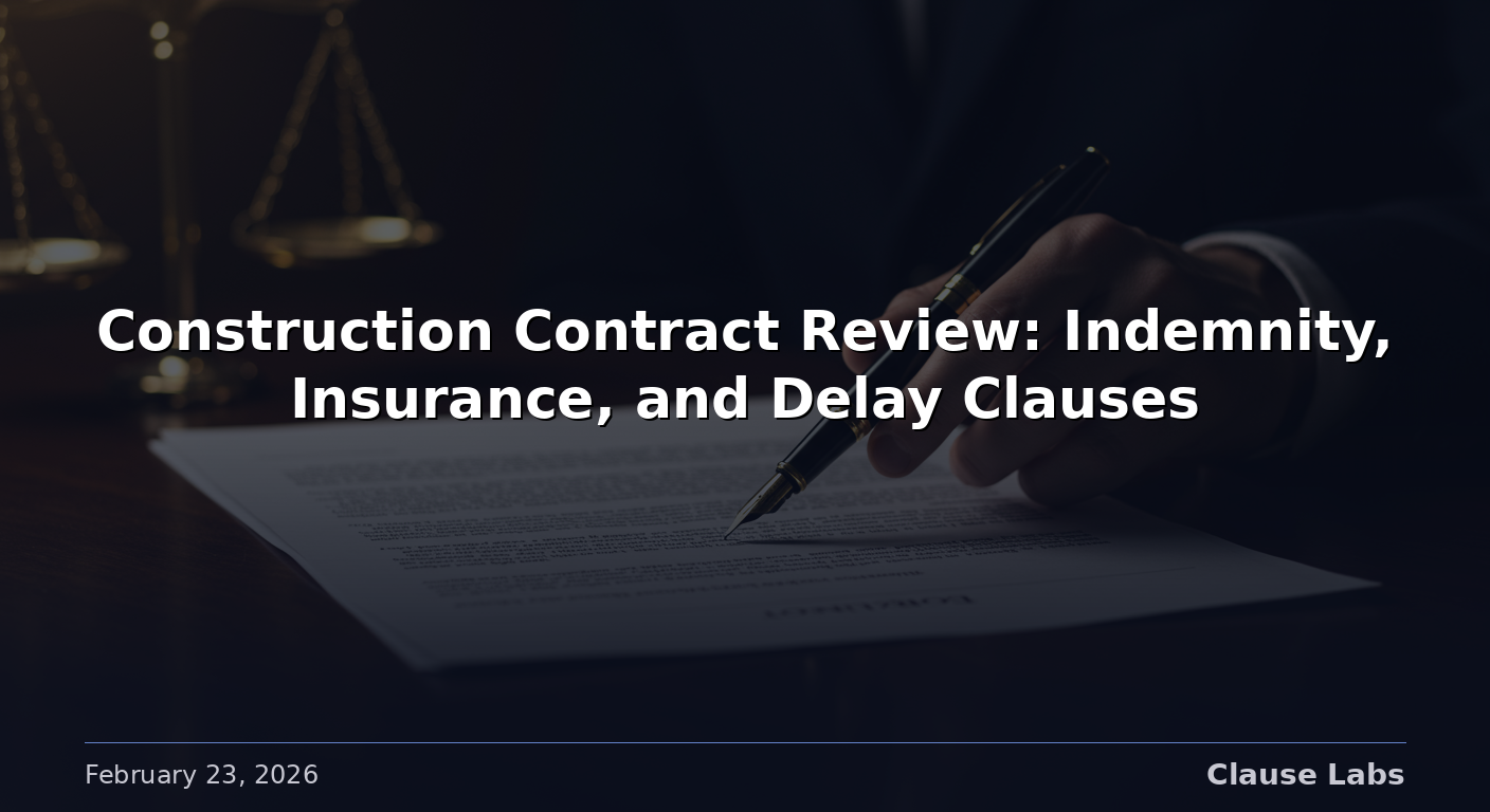 Construction Contract Review: Indemnity, Insurance, and Delay Clauses