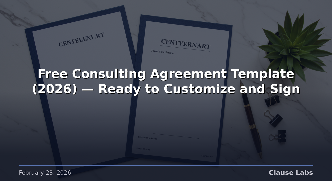 Free Consulting Agreement Template (2026) — Ready to Customize and Sign