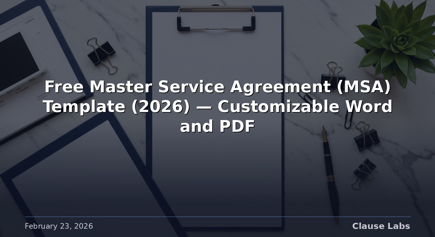 Free Master Service Agreement (MSA) Template (2026) — Customizable Word and PDF
