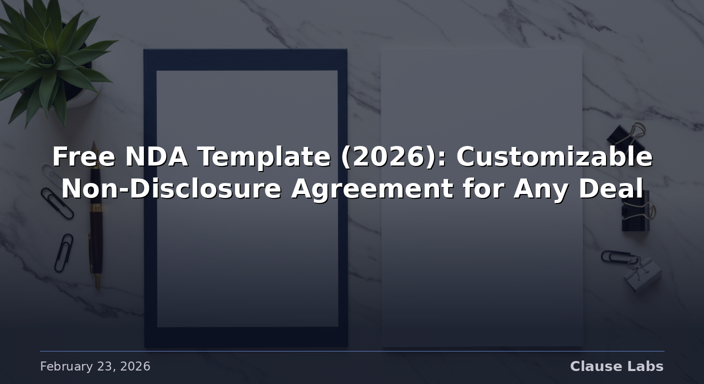 Free NDA Template (2026): Customizable Non-Disclosure Agreement for Any Deal
