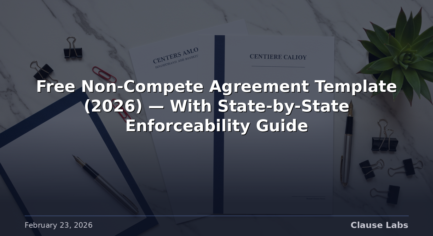 Free Non-Compete Agreement Template (2026) — With State-by-State Enforceability Guide